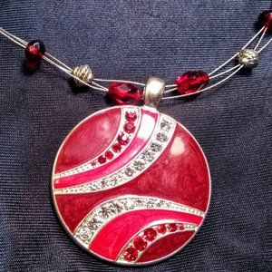 Vintage Kenneth Cole Red Statement Necklace Signed